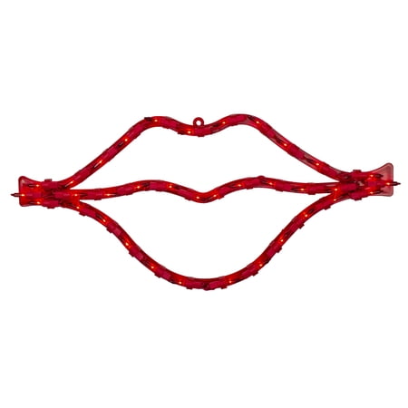 17.5" Lighted Red Lips Valentine's Day Window Silhouette