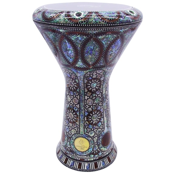 17.5'' NG2.0 Desert Sun Darbuka Doumbek With Green Mother of Pearl Gawharet El Fan