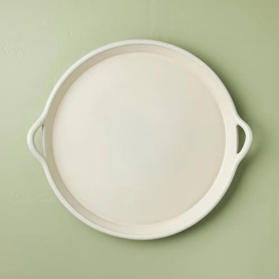 17.5" Oversized Ceramic Tray with Handles Cream - Hearth & Hand with