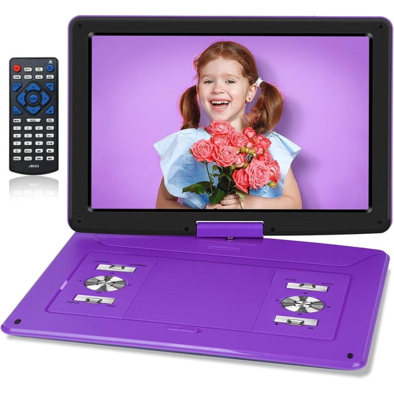 17.5" Portable DVD Player with 15.6" Large Screen, 6 Hours Rechargeable , Support USB/SD Card/Sync TV, Multiple Disc Formats, DVD Player Portable with Charger,