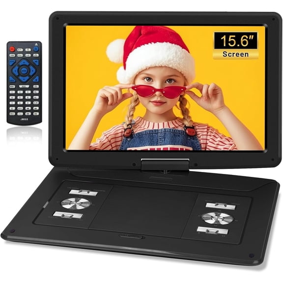 17.5" Portable DVD Player with 15.6" Large  Swivel Screen,6 Hours Rechargeable , DVD Player Portable Support USB/SD Card/Sync TV, Multiple Disc Formats, Black