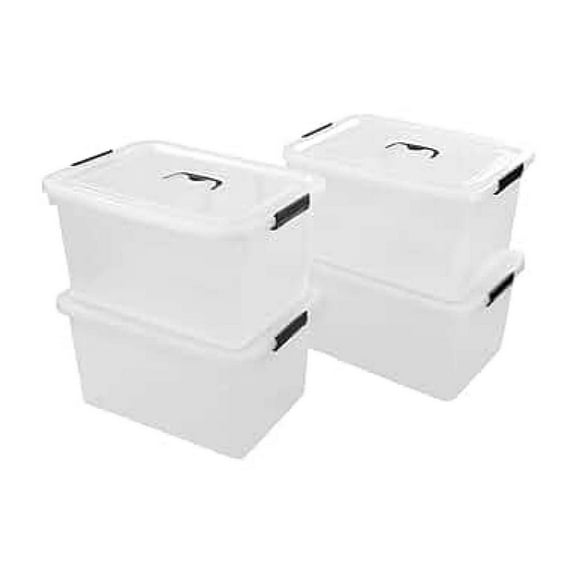 17.5 Quart Storage Boxes, 4-Pack - Clear Plastic Bins with Lids - Stackable Organizer Containers for Toys, Crafts, Snacks - Durable Home & Closet Storage Solutions