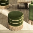 thumbnail image 1 of 17.5" Round Velvet Ottoman | Multi - use in Different Rooms | Intricate Bullion Fringe Detailing | Overcomes Boring Furniture Choices, 1 of 4