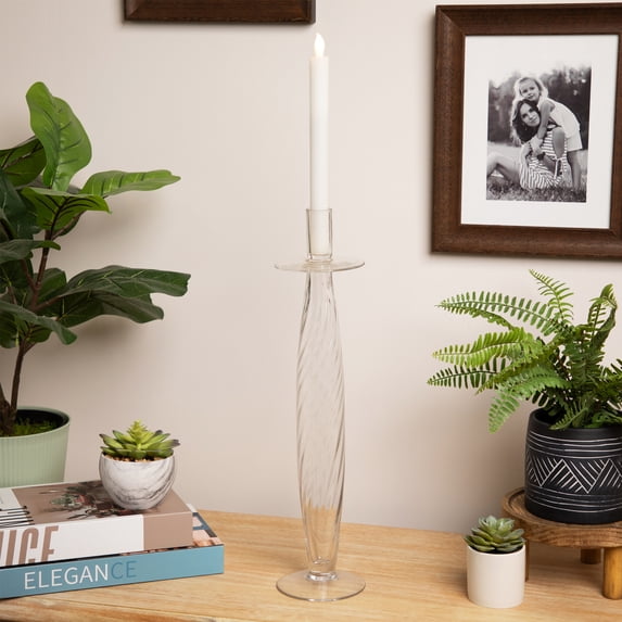 Northlight Transparent Swirled Glass Taper Candle Holder - 17.5"