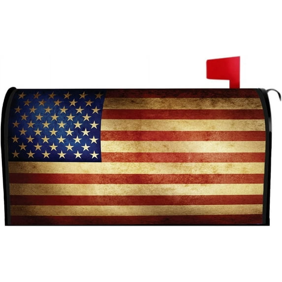 17.5" X 21" American Flag Magnetic Mailbox Covers Welcome Mailbox Wraps Set Memorial Day 4th of July Patriotic Post Letter Box Cover Garden Decor