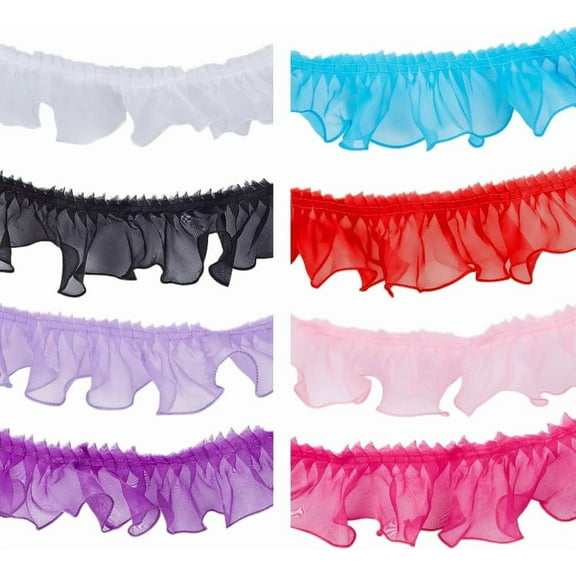 17.5 Yard Chiffon Lace Mesh Gauze Ruffles Lace Trim 8 Colors Ruffle Pleated Trim 3 Inch Wide Tulle Fabric Edge Trimmings
