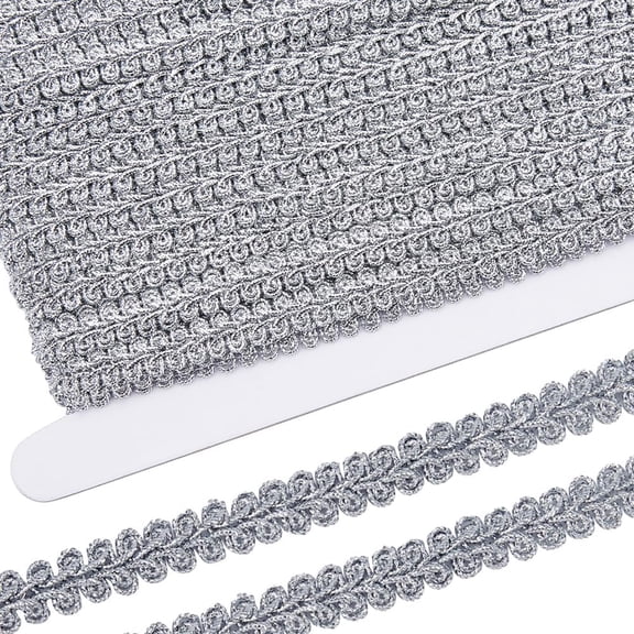 17.5 Yards Metallic Lace Trim Embroidered Silver Centipede Edge Ribbon Applique Gimp Woven Edging Trimmings for Sewing Christmas Home Wedding Decoration DIY Crafts grey