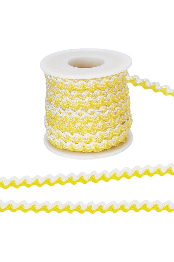 17.5 Yards Mixed Color RIC Rac Trim 8mm Wide Wave Bending Fringe Ribbon Yellow White Rick Rack Woven Fabric Zig Zag for Christmas Wedding DIY Clothes Sewing Art Craft Decoration DIY