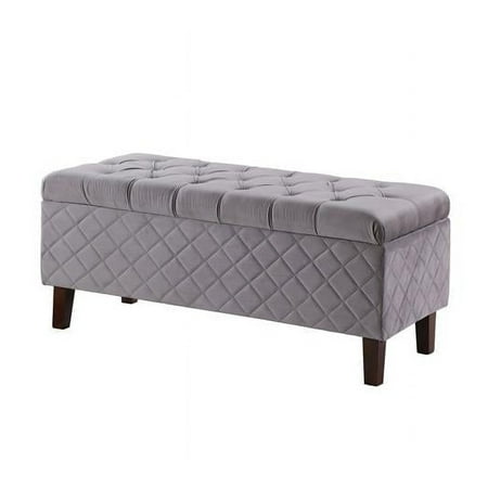 17.5 in. Fossil Shantelle Quilted Tufted Storage Bench, Gray Blue