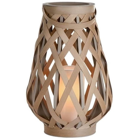 17.5 in. Hanging Woven Basket LED Lantern