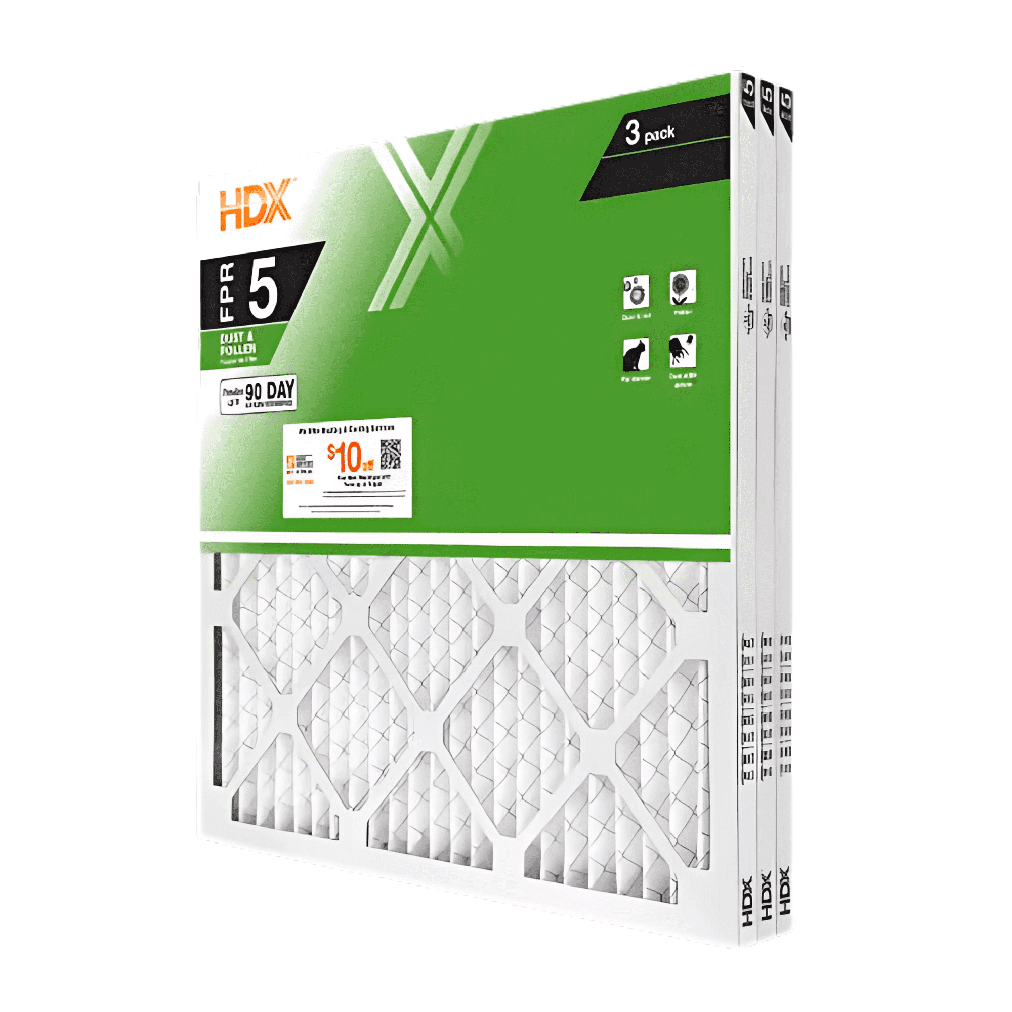 17.5 in. x 17.5 in. x 1 in. Standard Pleated Furnace Air Filter FPR 5, MERV 8 (3-Pack)