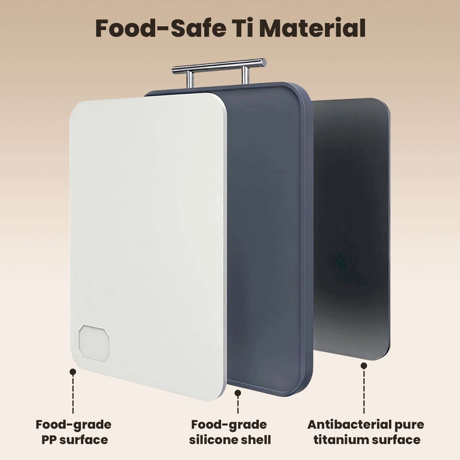 17.5" x 11" Double-Sided Titanium Cutting Board, Antibacterial PP & Wheat Straw Backing, Dishwasher Safe, Lightweight Kitchen Chopping Board
