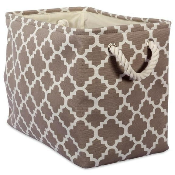 17.5 x 12 x 15 in. Lattice Rectangle Polyester Storage Bin, Brown - Large