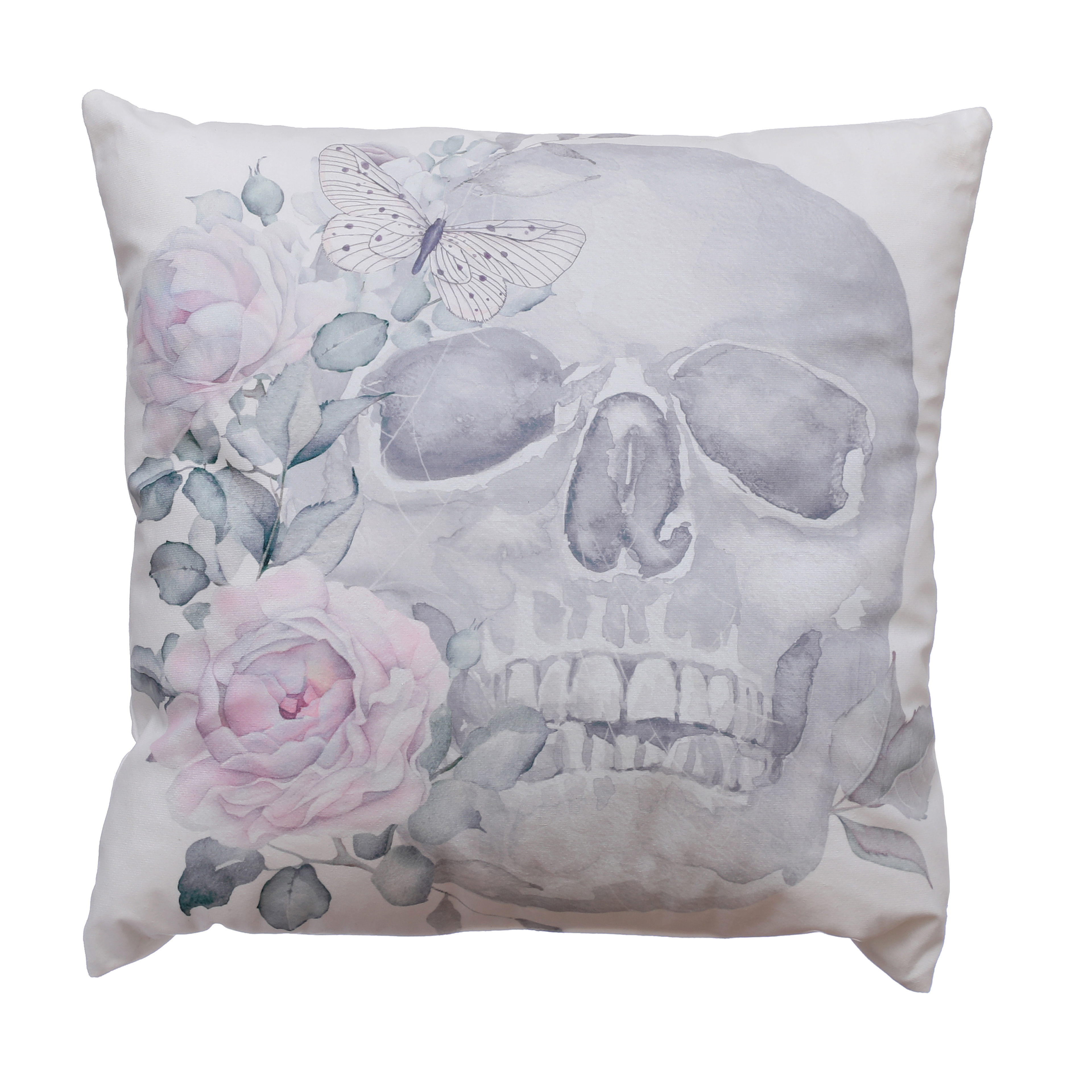 17.5" x 17.5" Floral Watercolor Skull Throw Pillow by Ashland-Halloween Dcor for the Home
