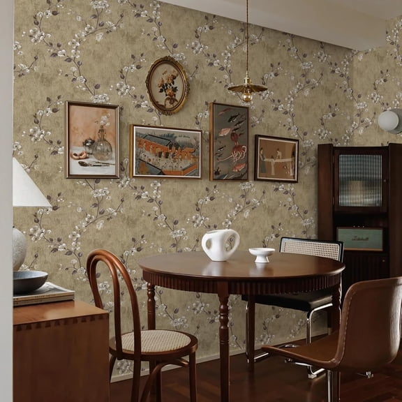 17.5”x120” Floral Peel and Stick Wallpaper Flower Tree Contact Paper Self Adhesive Removable Modern Sage Green Wall Paper Decorative Wall Covering Countertop Vinyl Film Roll