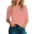 thumbnail image 1 of 17/5000 Women's Fashion Casual Solid Color Round Neck Point Sleeve Top T Shirt, 1 of 1