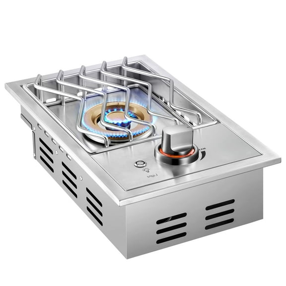 17,500BTU Liquid Propane Side Burner, Single Grilling Side Burners for Outdoor Kitchen, Convertible to Natural Gas, Drop-in Side Burner for Outdoor BBQ Grill Island, Duty Heavy 304 Stainless Steel