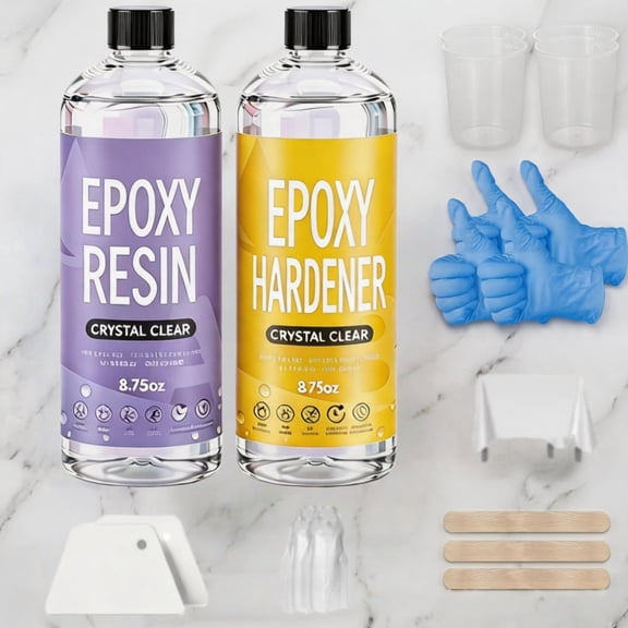 17.5oz Craft Epoxy Resin, High Transparency, Self-Leveling, No Bubbles, Long-Lasting Gloss, Beginner Friendly for Resin Casting, Molds, Art Pieces & Holiday Handmade Gifts
