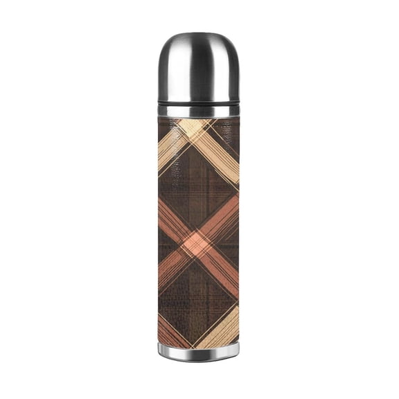 17.5oz Vacuum Pot Thermos Cup Corrosion-Resistant Stainless Steel Without Odor And Stain Taste For Outdoor Sports Camping Hiking Cycling Rosybrown Buffalo Plaid Check Tartan Scotland_3