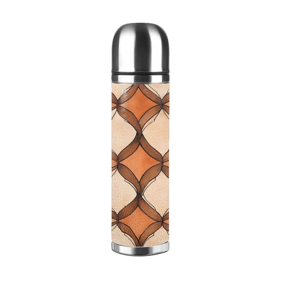 17.5oz Vacuum Pot Thermos Cup Corrosion-Resistant Stainless Steel Without Odor And Stain Taste For Outdoor Sports Camping Hiking Cycling Sandybrown Moroccan Trellis Hand-Drawn Sketch_1