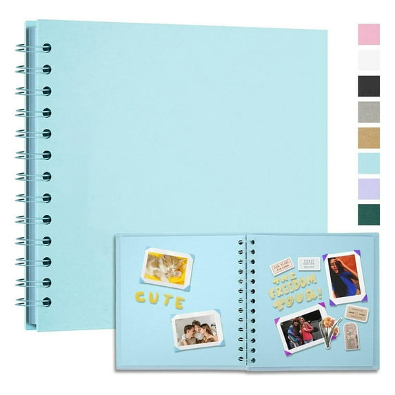 17.5x17.5 DIY Scrapbook Album – Customizable Wedding & Baby Memory Book, Lay-Flat 360° Binding, 40 Acid-Free Pages for Photos, Gift for Mom (Light Blue)