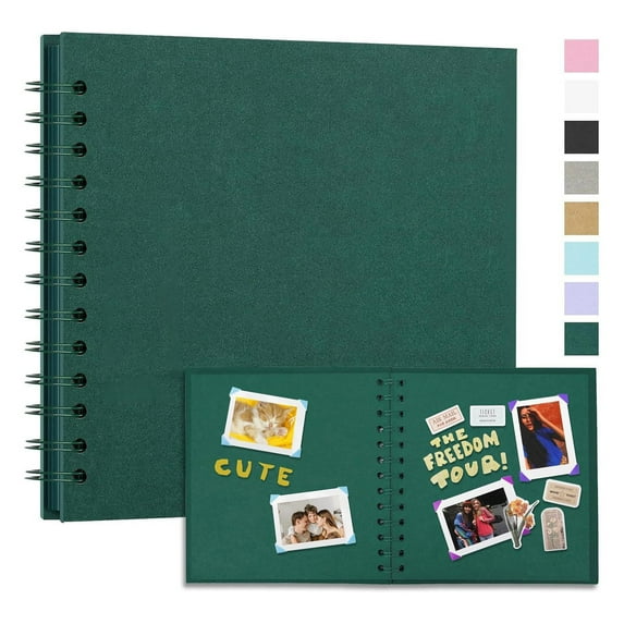 17.5x17.5 DIY Scrapbook Album – Customizable Wedding & Baby Memory Book, Lay-Flat 360° Binding, 40 Acid-Free Pages for Photos, Gift for Mom (Green)