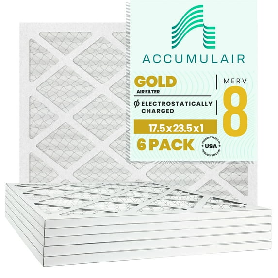17.5x23.5x2 (17.1 x 23.1 x 1.75) Accumulair Gold 2-Inch Filter (MERV 8) (6 Pack)