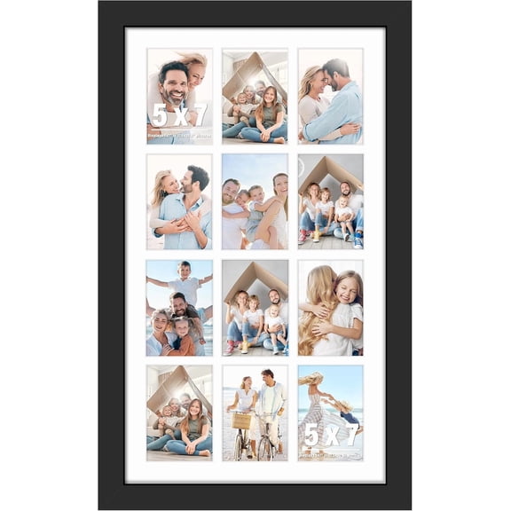 17.5x30.5 12 Opening Collage Frame For 12 5x7 Photos Black