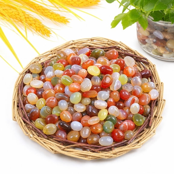17.6 oz Colorful Agate Pebbles, 0.3-0.5 in Polished Stones for Plants