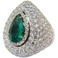 thumbnail image 1 of 17.60 Carat 18 Karat Natural Fine Green Emerald Diamond 3D Puffed Dome Deco Ring, 1 of 12