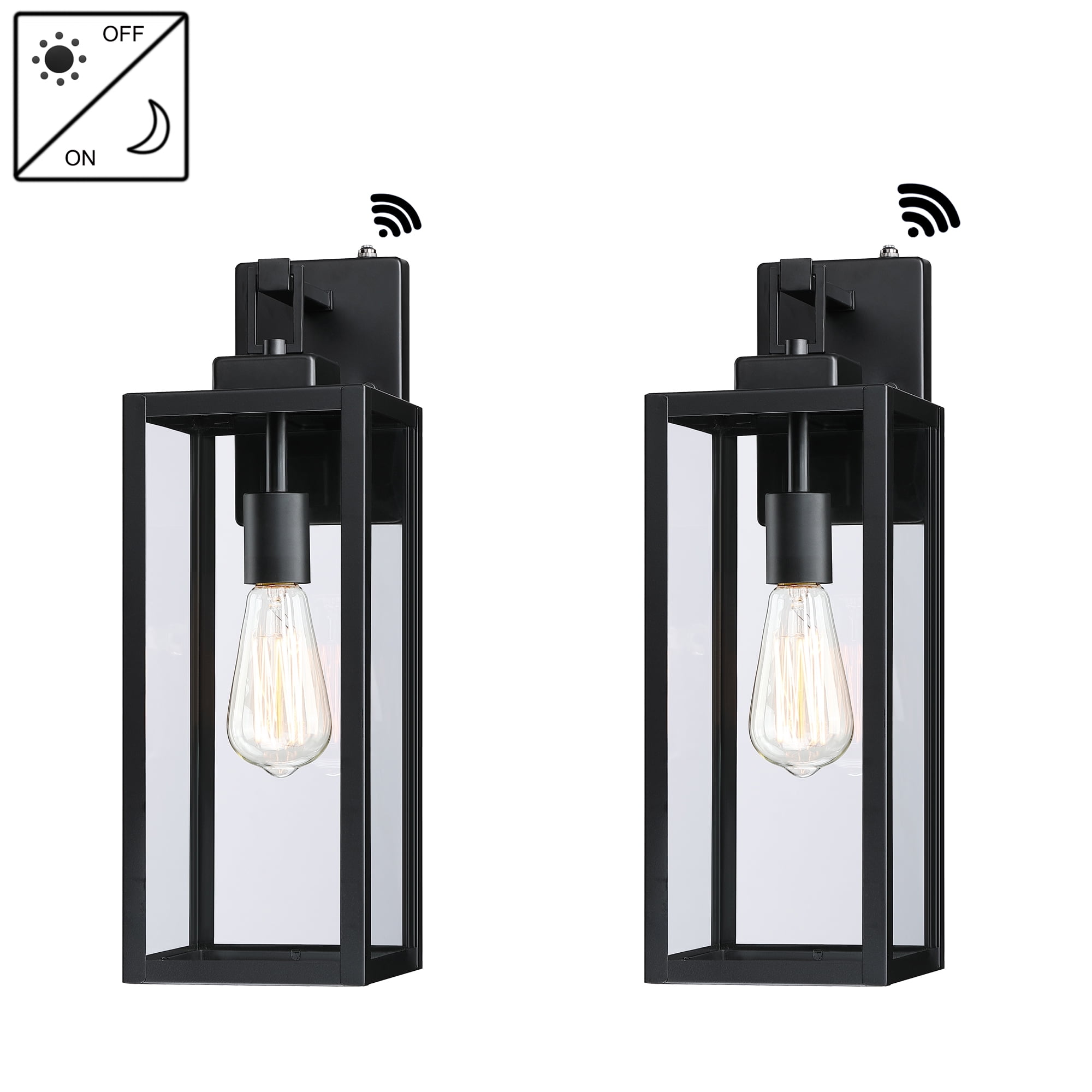 17.62''H Outdoor Light Fixtures Matte Black Large Porch Light for House, Porch, Garage Dusk to Dawn 2-Pack
