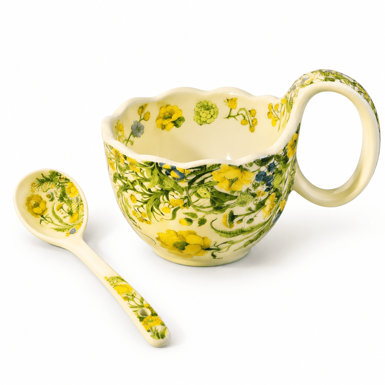 Fall Snacka 17.64 Ozwavable Soup Bowl With Handle Handted Winter Jasmine Decorative ...