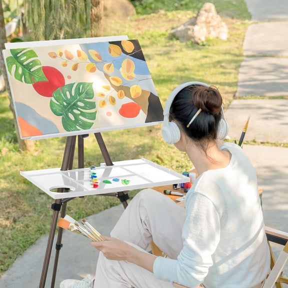 17-65 Inch Artist Watercolor Portable Easel with Sturdy Tripod Adjustable Aluminum Metal Easel Stand with Tray Lightweight Travel Easel for Painting Canvas Kids Adults Tabletop Floor Display