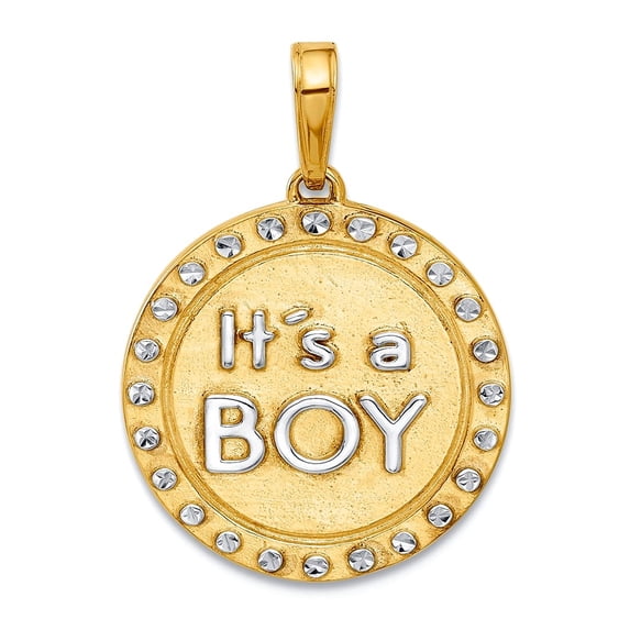 17.6mm 14k and White Rhodium Sparkle-Cut Its a Pendant Necklace Pendant for Women - 3.8 Grams