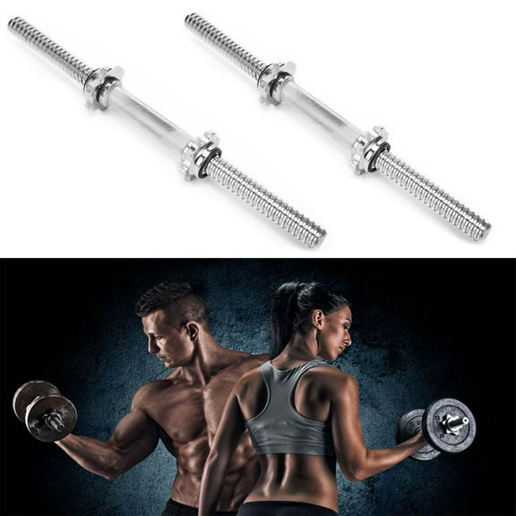 17.7"/45cm Chrome Dumbbell Bars - Threaded Dumbbell Handles Set of 2, Star Collars, Fits 1" Standard Plates - Adjustable Dumbbell Bar Handles, Exercise Weightlifting Accessories