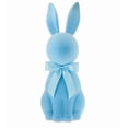 thumbnail image 1 of 17.7" Blue Flocked Easter Bunny Figurine Statue - with Bow Spring Desk Decor, Perfect for Holiday Party Displays & Home Styling, 1 of 7