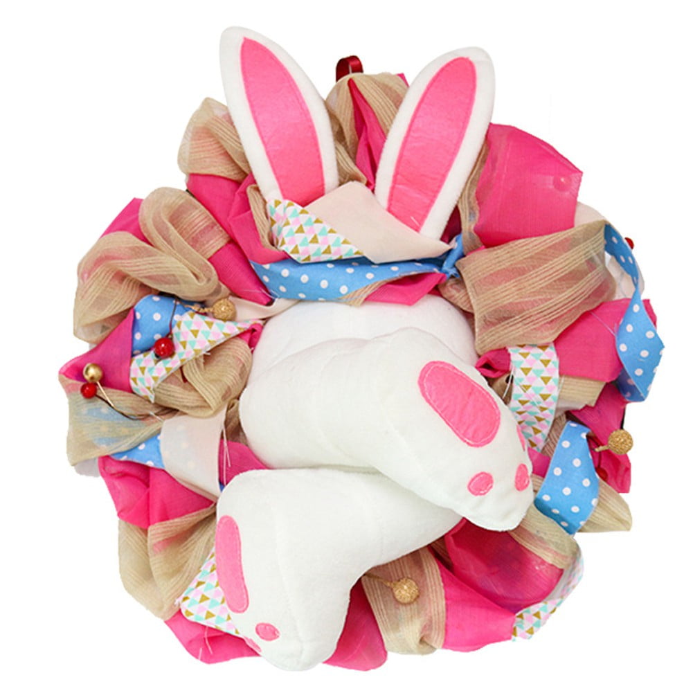 17.7 Bunny Easter Wreath, Multicolor Bunny Decoration Bunny Wreath ...