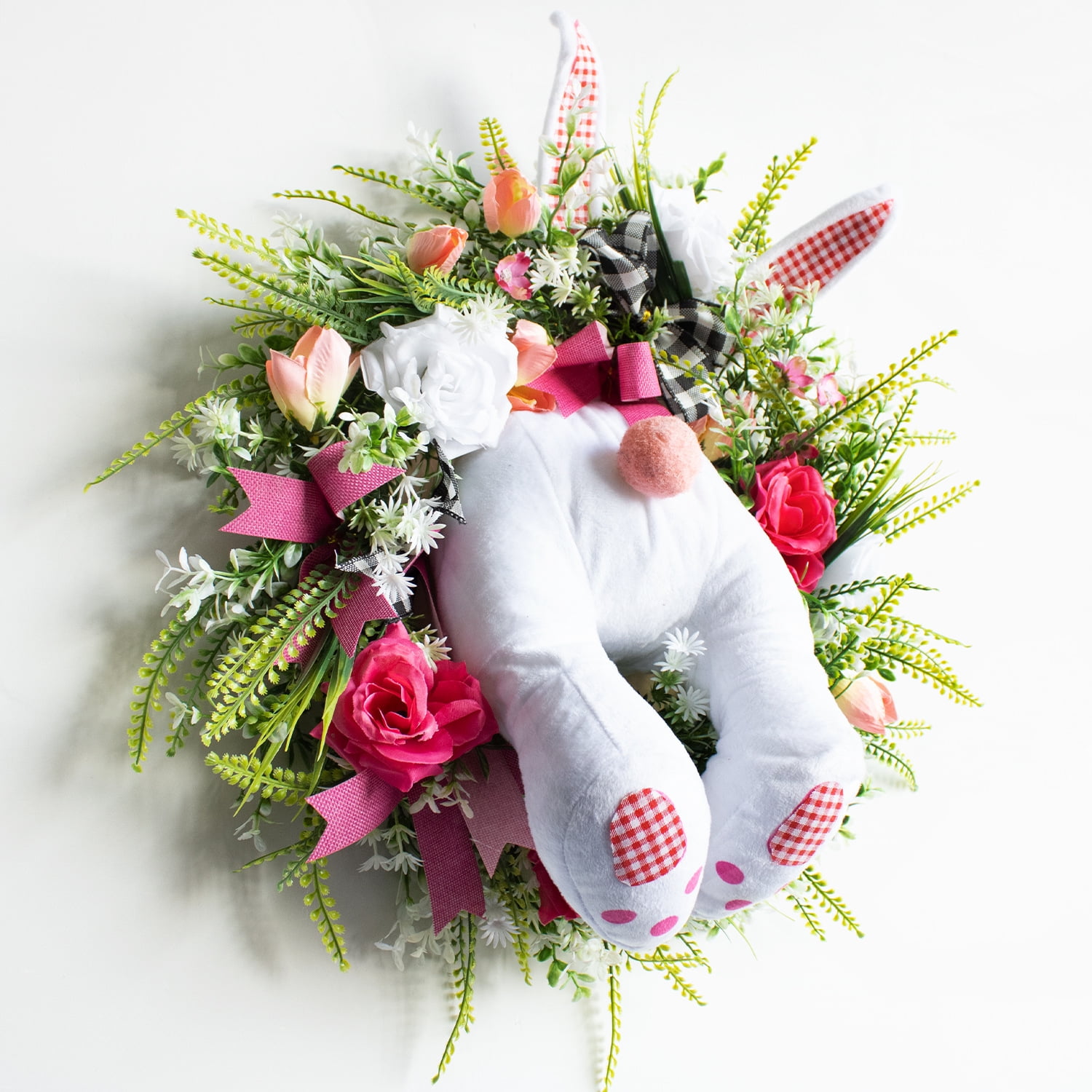 17.7 Bunny Easter Wreath, Multicolor Bunny Decoration Bunny Wreath ...