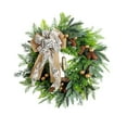 thumbnail image 1 of 17.7" Christmas Wreaths for Front Door, Artificial Rustic Farmhouse Wreath with Ribbon Bow, Pinecones and Bells, Greenery Christmas Wreath Decorations for Indoor Outdoor Home Holiday Festival, 1 of 8