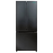 iceBlue 30" Black Stainless Steel French Door Refrigerator, Top Fridge and Drawer Freezer, 17.7 Cu. Ft.