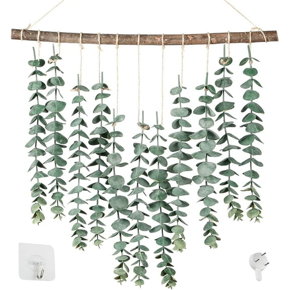 17.7‘’Eucalyptus Wall Hanging Artificial Eucalyptus Plant Fake Greenery Vine Boho Wall Decor for Apartment Bathroom Bedroom Kitchen Farmhouse Home Living Room Office Decorations