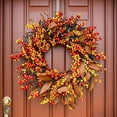 thumbnail image 1 of 17.7" Fall Wreaths for Front Door, Fall Wreath with Eucalyptus Leaves and Berries, Autumn Wreath for Outdoor Thanksgiving Farmhouse Halloween Decorations, Fall Decorations for Home, Halloween Wreath, 1 of 7