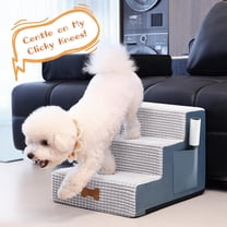 17.7"H Grey 4-Step Non-Slip Pet Stairs Ramp - Washable Cover, Indoor for Small Dogs/Cats to Reach High Beds/Couches