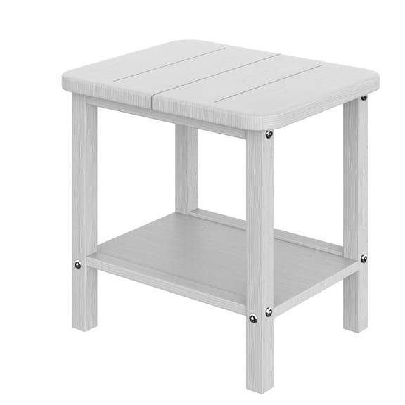 17.7" HDPE Double Patio Side Table - Rectangular Small Outdoor End Table for All Outdoor Spaces