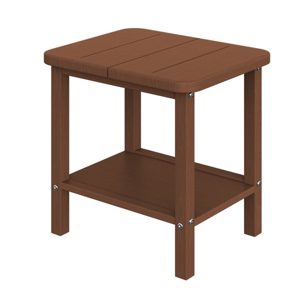 17.7" HDPE Double Patio Side Table - Rectangular Small Outdoor End Table for All Outdoor Spaces