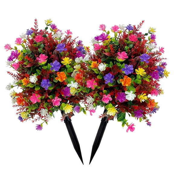 17.7 Inch Artificial Flower Stake Outdoor Decor - Multi-Color Garden Stakes for Yard & Lawn, No Fade Heavy Duty , All Season Decoration