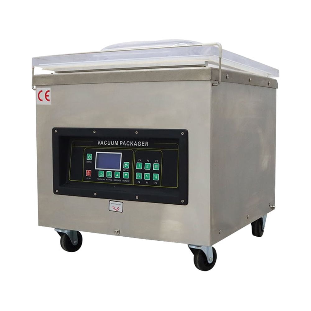 17.7 Inch Desktop Vacuum Packaging Sealing Machine Single Chamber Vacuum Sealer with Microcomputer Control for Food Fruits Vegetables 110V Stainless Steel