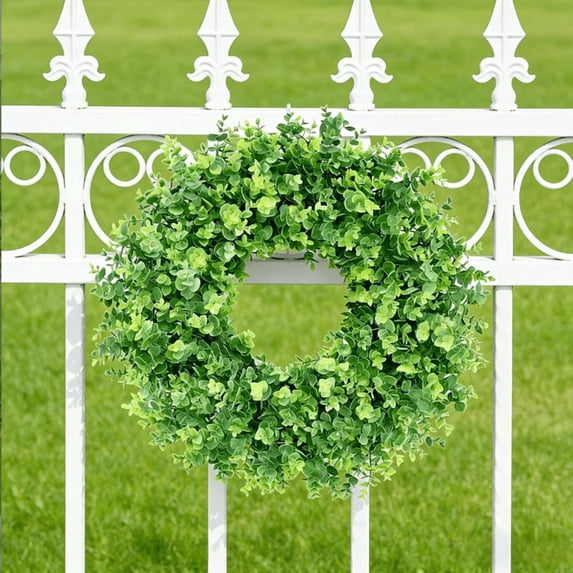 17.7 Inch Faux Boxwood Wreath, Artificial Greenery Front Door Wreath for All Season Home Decor, UV Resistant for Indoor Outdoor Use, Wedding Party Farmhouse Decor