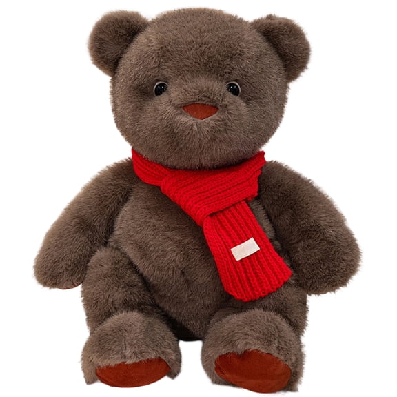 17.7 Inch Huggable Bear Plush – Soft Stuffed Animal with Scarf for Home Decor