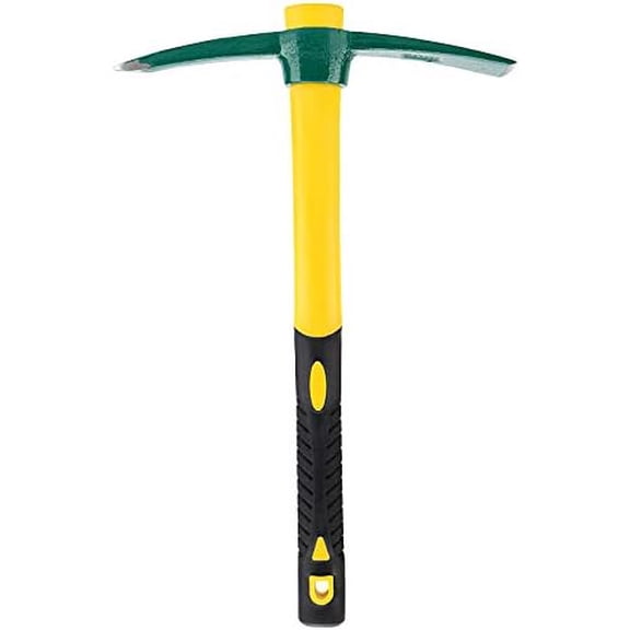 17.7 Inch Pick Mattock Hoe, Forged Garden Pick, Weeding Mattock Hoe Agriculture Hand Tools with Heavy-Duty Fiberglass Handle for Weeding Cultivating Camping or Prospecting